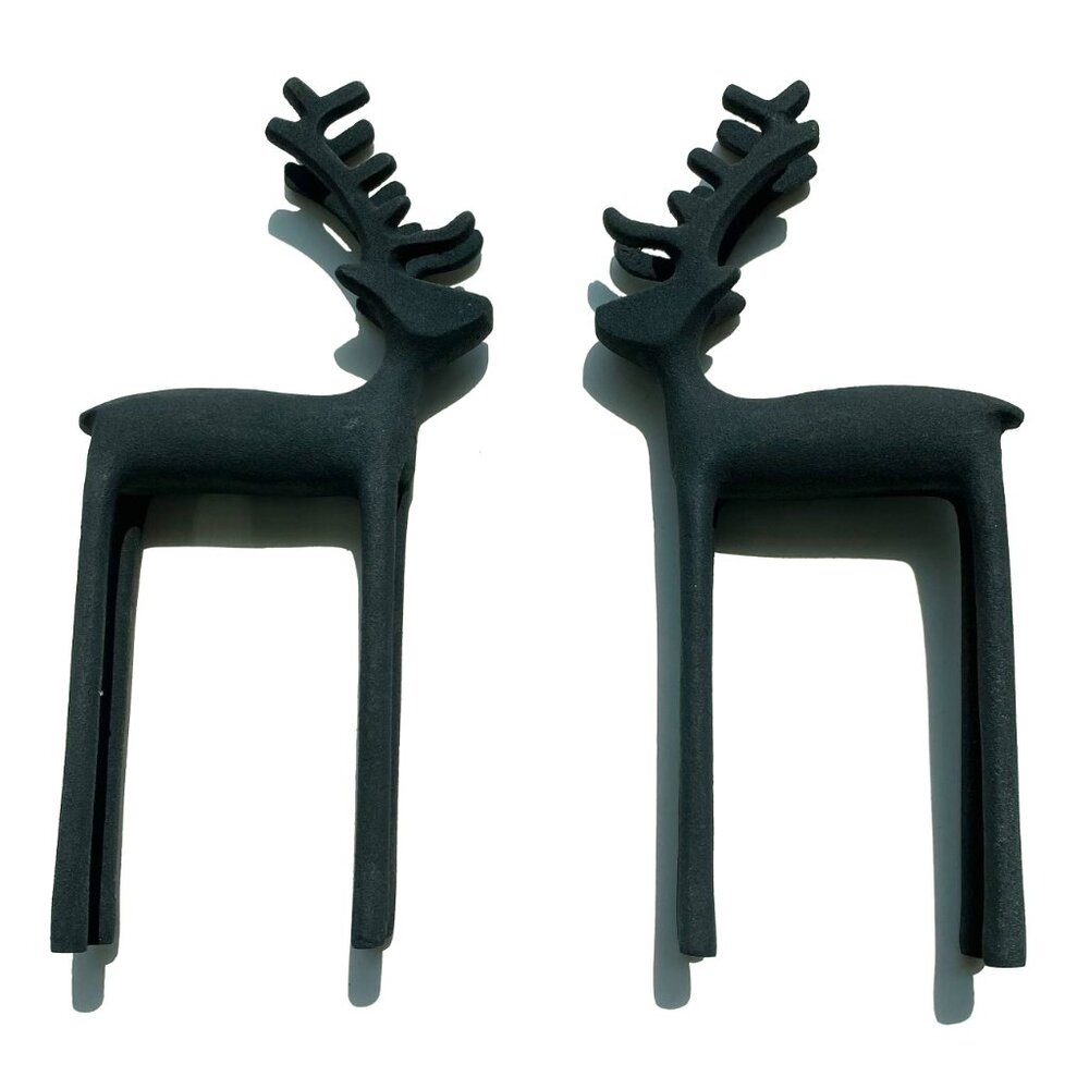 Reindeer 10.5" holiday décor, set of TWO, from Crate & Barrel. EUC.